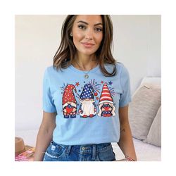 4th of July Patriotic Gnomes Shirt for Women, Custom Shirts for Women, Personalized Shirts for Women, Gift for Mom,Gift
