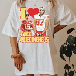 COMFORT COLORS I Love the Chiefs Tshirt, Bootleg Travis Kelce Shirt, NFL Vintage, Patrick Mahomes Shirt, Rollin with Mah