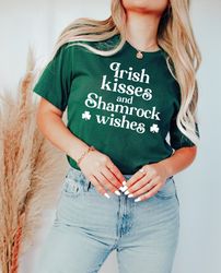 Irish Kisses and Samrock Wishes Shirt, Patch St Patricks Day Shirt for Women, Happy St Patricks Day Sweatshirt, Gift for