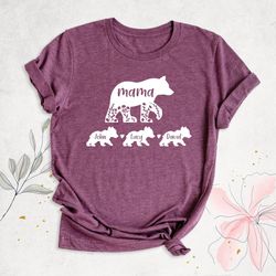mama bear and kids name shirt, mothers day shirt, floral mama shirt, mom shirt with children name, personalized mommy sh