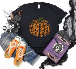 Paw pumpkin shirt, paw print shirt, pumpkin dog shirt, dog halloween shirt, Halloween Shirt, Halloween Sweatshirt, Leopa