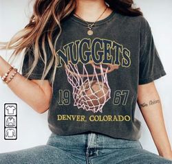denver basketball shirt, vintage nuggets 90s basketball graphic tee sweatshirt, basketball hoodie for women and men