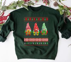 Christmas Gnomes Sweatshirt, Gnome Christmas Tree Sweatshirt, Xmas Gnome Shirt, Gnomes Holiday Shirt, Xmas Party Tee, Ch