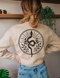 Celestial Snake Sweatshirt, Gifts For Her, Cute Mom Tee, Mystic Snake Shirt, Alternative Boho Tee, Yoga Shirt, Spiritual