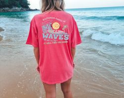 Comfort Colors Happiness Comes in Waves, Trendy Shirts for Women, Wave Design Tee, Beach Lover Gift, Coastal Lifestyle,