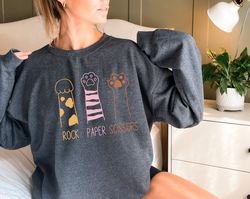 Rock Paper Scissors Sweatshirt, Funny Cat Paw Hoodie, Unisex Crewneck Sweatshirt for Cat Lover, Cat Owner Sweatshirt, Ca