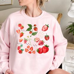 Strawberry Sweatshirt, Screen Print Hoodie, Graphic Tee, Foodie Clothing Gift 1