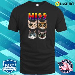 Hiss Funny Cats Kittens Rock Rockin Short Sleeve T-shirt Gift Tee Pun - Olashirt