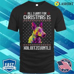 All I Want For Christmas Is Xoloitzcuintli, Christmas Gift For Dog Lover T-shirt - Olashirt