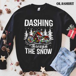 Motorcycle Christmas Lights Dashing Through The Snow Shirt - Olashirt