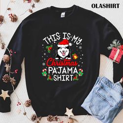 This Is My Christmas Pajama Funny Dog Santa Hat T-shirt - Olashirt