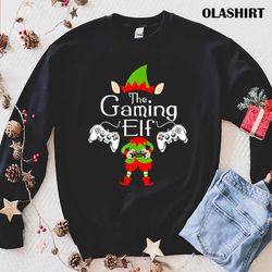 Funny The Gaming Elf - Christmas Pajama Gaming Gamer Video Games T-shirt - Olashirt