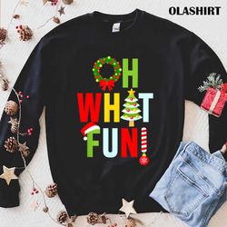 Official Oh What Fun Christmas T-shirt With Wreath And Tree T-shirt - Olashirt
