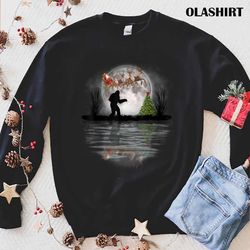 Funny Bigfoot Christmas Santa Sleigh Reindeer Gifts T-shirt - Olashirt