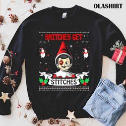 New Snitches Xmas Get Stitches Ugly Sweater Christmas T-shirt - Olashirt