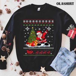 New Dabbing Santa Claus Shirt For Boys Girls Funny Christmas Tree Lights T-shirt - Olashirt