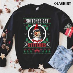 Christmas Snitches Tee Get Stitches Funny X-mas T-shirt - Olashirt