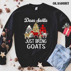 Dear Santa Just Bring Goats Lovers Leopard Christmas Tree T-shirt - Olashirt