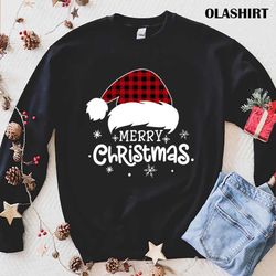 Official Merry Christmas Buffalo Red Plaid Santa Hat Xmas Holiday T-shirt - Olashirt