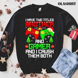 New Fun Gamer Santa Christmas Videos Games For Boys Brother T-shirt - Olashirt