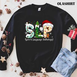 Official Funny Slp Speech Language Pathologist Santa Christmas T-shirt - Olashirt