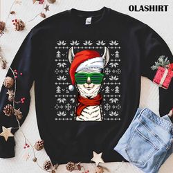 Llama Santa Ugly Christmas Sweater, Llama Christmas Gift T-shirt - Olashirt