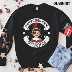 Official Snitches Get Stitches Funny Christmas , Trending Shirt - Olashirt