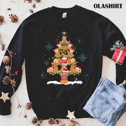 New Funny Sloth Christmas Tree Pajama Matching Costume T-shirt - Olashirt