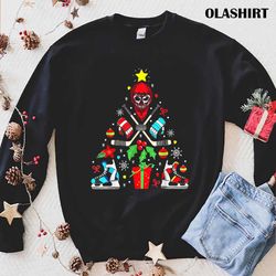 New Christmas Ice Hockey Xmas Ornament Tree Hockey Lover Retro T-shirt - Olashirt