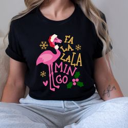Christmas flamingo shirt, Womens Christmas Tee Gift for her