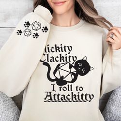 Clickity Clackity Sweatshirt, Game Dice Attackitty Sweatshirt, Fantasy Tabletop Gameplay Gifts, Fantasy Boardgame, Retro