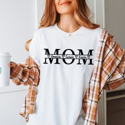 Custom Mama Tshirt with Kid Name, Personalized Mom Shirt Minimalist Mommy Custom Gift for Mother, Mom Gift for Her T-Shi