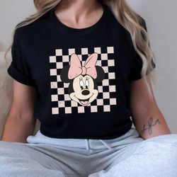 Retro Minnie Shirt, Minnie Mouse Shirt, Checkered Disney Sweatshirt, Disney Girl Trip Shirt, Vintage Disney