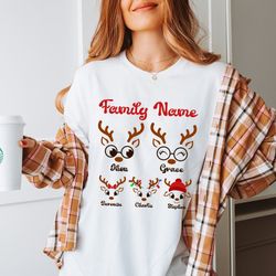 Your Family Name Shirt, Custom Christmas Family Shirt, Cute Reindeer Shirt, Women Gift, Family Shirt, Funny Matching Shi