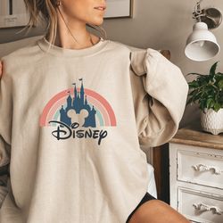 Disney Rainbow Castle Sweatshirt Disney Vintage Disney Family Shirt Disney Castle Shirt Disney Retro Shirt,Disneyworld S