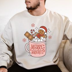 Gingerbread Cookie Shirt, Merry And Bright T-Shirt, Christmas Baking Shirt, Christmas Coffee Shirt, Christmas Cookie Tee