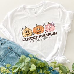 Halloween T-Shirt Cutest Pumpkin in the Patch Tee, Funny Gift for Pumpkin Spice Lovers  Teachers