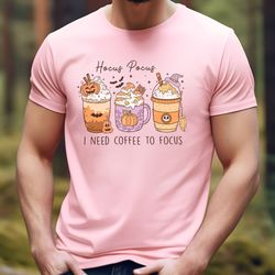 Hocus Pocus, I Need Coffee to Focus Funny Halloween Tee for Coffee Lovers, Spooky Season Fall Shirt