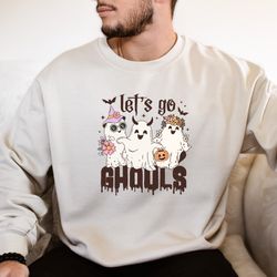 Lets Go Ghouls Vintage 2023 Halloween Sweatshirt with Retro Ghost Design, Perfect for Spooky Season  Fall