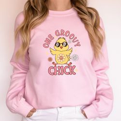 One Groovy Chick hoodie, Cute Animal Sweat, Funny Animal Sweat, One Groovy Chick Onesie,Chick Sweat, Groovy Chick,Vintag