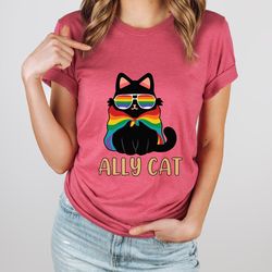 Pride Ally Cat Shirt, Retro Rainbow Colors Cat Ally Shirt, Cat Pride Shirt, Funny Pride Shirt, LGBTQ Shirt, LGBT Gifts,