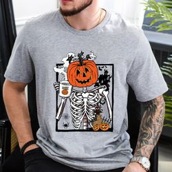 Skeleton Coffee, Skeleton and Coffee Shirt, Halloween Shirt, Halloween Shirt, Fall Shirt, Halloween Gift, Halloween Shir