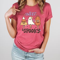 Sweet  Spooky Womens Halloween Shirt with Cute Fall Vibes, Perfect Gift for Spooky Season Enthusiasts