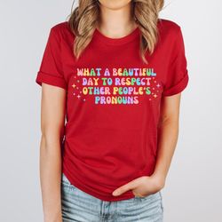 What A Beautiful Day to Respect Other Peoples Pronouns Shirt,Gay Rights T-Shirt,Human Rights Shirt,Equality T-Shirt,LGBT