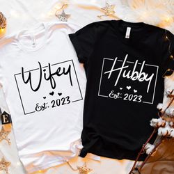 Wifey and Hubby Shirt, Wedding Party Shirt, Honeymoon Shirt,Wedding Shirt,Wife and Hubs Shirts, Just Married Shirts, Mat