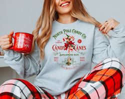 Christmas Sweatshirt, North Pole Candy Cane Shirt, Retro Old Fashioned Candy Cane Sweater, Christmas Candy Cane Shirt, C