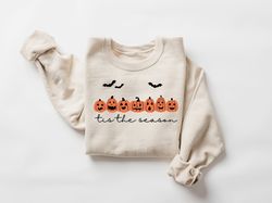 Halloween Pumpkin Faces Sweatshirt, Tis the Season Halloween Shirt, Pumpkin Face Sweater, Halloween Gifts, Spooky Hallow