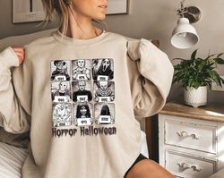 Horror Halloween Movie Characters Mugshots Sweatshirt, Halloween Gifts, Scary Halloween Ghostface Shirt, Spooky Vibes Ha
