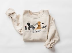 Retro Halloween Dogs Sweatshirt, Halloween Dog Shirt, Skeleton Dog Sweater, Ghost Dog Shirt, Halloween Gifts for Dog Lov