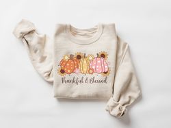 Thankful Blessed Sweatshirt, Retro Fall Kids Shirt, Thanksgiving Pumpkin Sweatshirt, Retro Pumpkin Sweatshirt, Thanksgiv